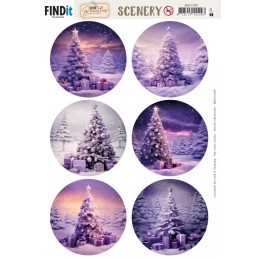 Carte Scène prédéc. - BBSC10087 - Sapins enneigés - rondes