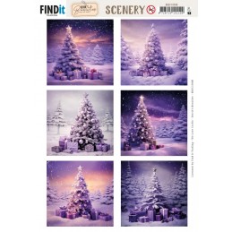 Carte Scène prédéc. - BBSC10088 - Sapins enneigés - carrées