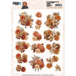 Carte 3D à découper - CD12314 - Fleurs orange