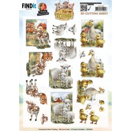 Carte 3D à découper - CD12329 - Animaux de la ferme - Vache Mouton et canard