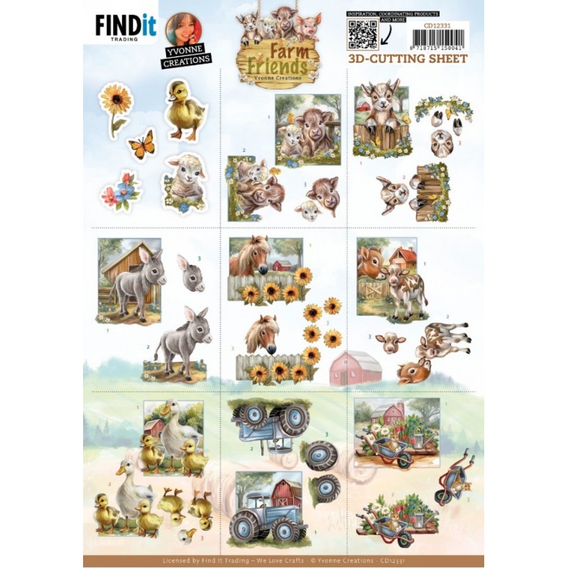 Carte 3D à découper - CD12331 - Animaux de la ferme - Mini images Carte 3D à découper - CD12331 - Animaux de la ferme - Mini images