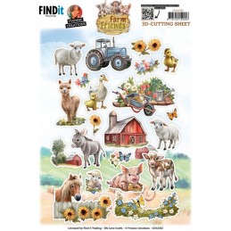 Carte 3D à découper - CD12332 - Animaux de la ferme - Petites décos