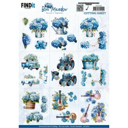 Carte 3D à découper - CD12350 - Prairies bleues - Hortensias