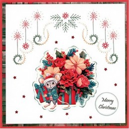 Carte 3D à découper - CD12358 - Noël floral - Cadeaux
