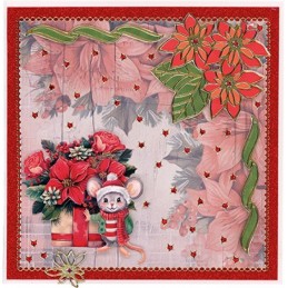 Carte 3D à découper - CD12358 - Noël floral - Cadeaux