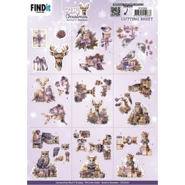 Carte 3D à découper - CD12368 - Noël violet pastel - Petites images