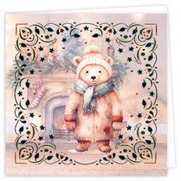 Kit cartes imprimées Hobbydots N°28 - Ourson à Noël