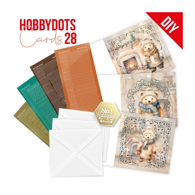 Kit cartes imprimées Hobbydots N°28 - Ourson à Noël