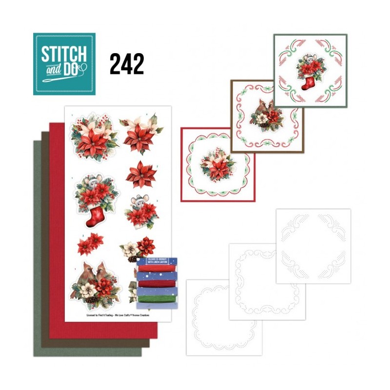 Stitch and do 242 - kit Carte 3D broderie - Noël floral Stitch and do 242 - kit Carte 3D broderie - Noël floral