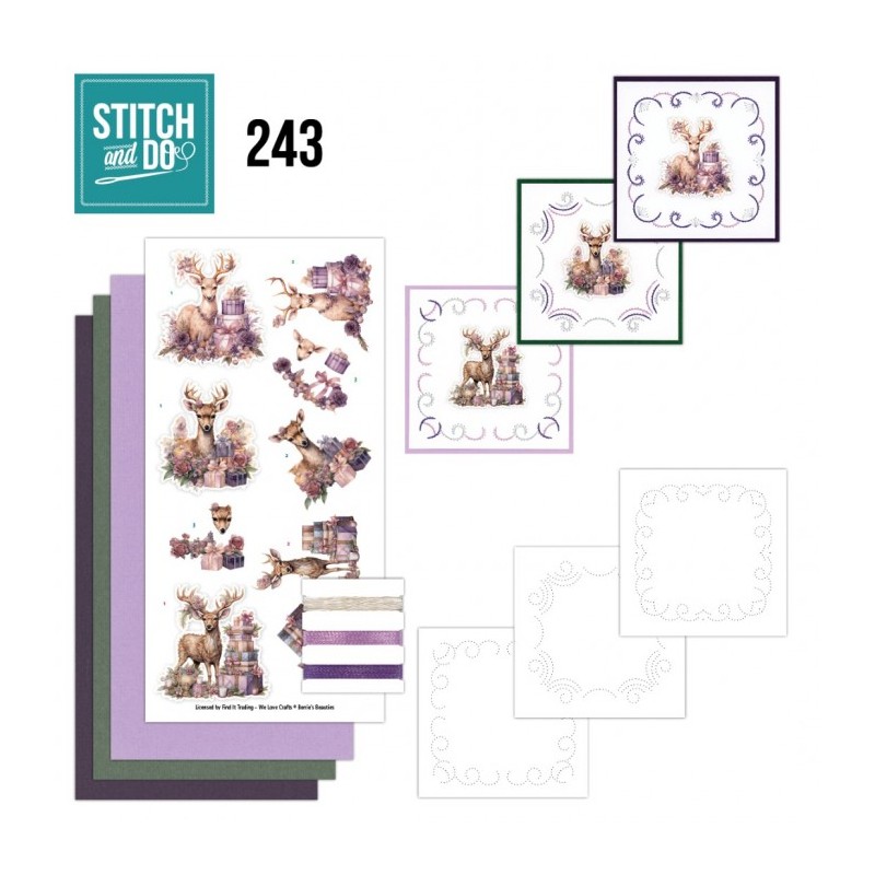 Stitch and do 243 - kit Carte 3D broderie - Noël violet pastel