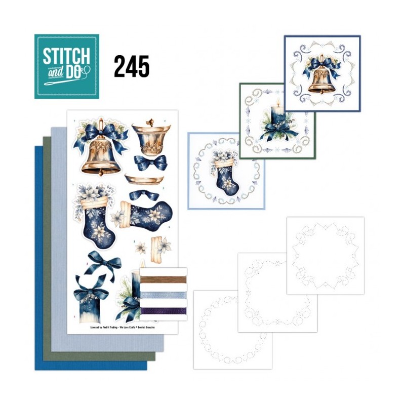 Stitch and do 245 - kit Carte 3D broderie - Noël en bleu Stitch and do 245 - kit Carte 3D broderie - Noël en bleu