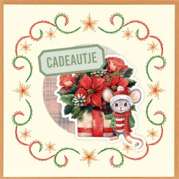 Kit Carte 3D à broder de couleur - Stitch and Do on Colour 036 - Noël floral