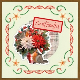 Kit Carte 3D à broder de couleur - Stitch and Do on Colour 036 - Noël floral