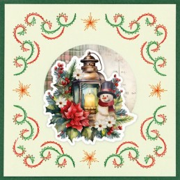Kit Carte 3D à broder de couleur - Stitch and Do on Colour 036 - Noël floral