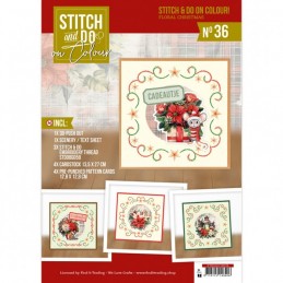 Kit Carte 3D à broder de couleur - Stitch and Do on Colour 036 - Noël floral