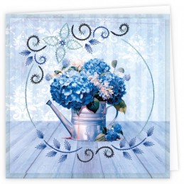Kit de 3 Cartes à broder imprimées  - STDOPP015 - Hortensias bleus modèle 1 Kit de 3 Cartes à broder imprimées  - STDOPP015 - Hortensias bleus