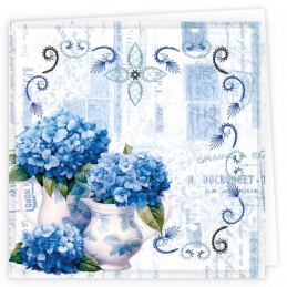 Kit de 3 Cartes à broder imprimées  - STDOPP015 - Hortensias bleus modèle 2 Kit de 3 Cartes à broder imprimées  - STDOPP015 - Hortensias bleus