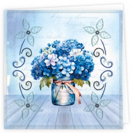 Kit de 3 Cartes à broder imprimées  - STDOPP015 - Hortensias bleus modèle 3 Kit de 3 Cartes à broder imprimées  - STDOPP015 - Hortensias bleus