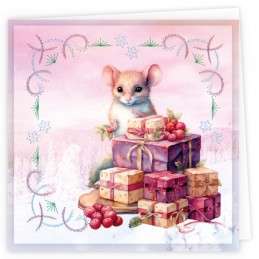 Kit de 3 Cartes à broder imprimées  - STDOPP017 - Noël en violet pastel
