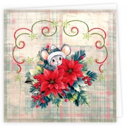 Kit de 3 Cartes à broder imprimées  - STDOPP018 - Noël floral