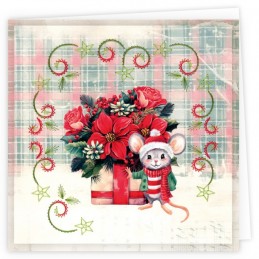 Kit de 3 Cartes à broder imprimées  - STDOPP018 - Noël floral