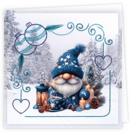 Kit de 3 Cartes à broder imprimées  - STDOPP020 - Gnomes à Noël