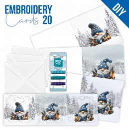 Kit de 3 Cartes à broder imprimées  - STDOPP020 - Gnomes à Noël