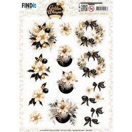 Carte 3D prédéc. - SB10990 - Murmure doré - Couronne de fleurs