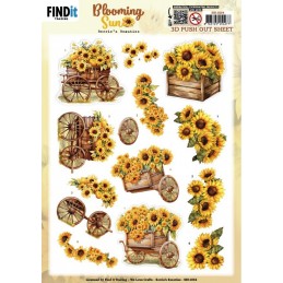 Carte 3D prédéc. - SB11034 - Tournesols - Charrette