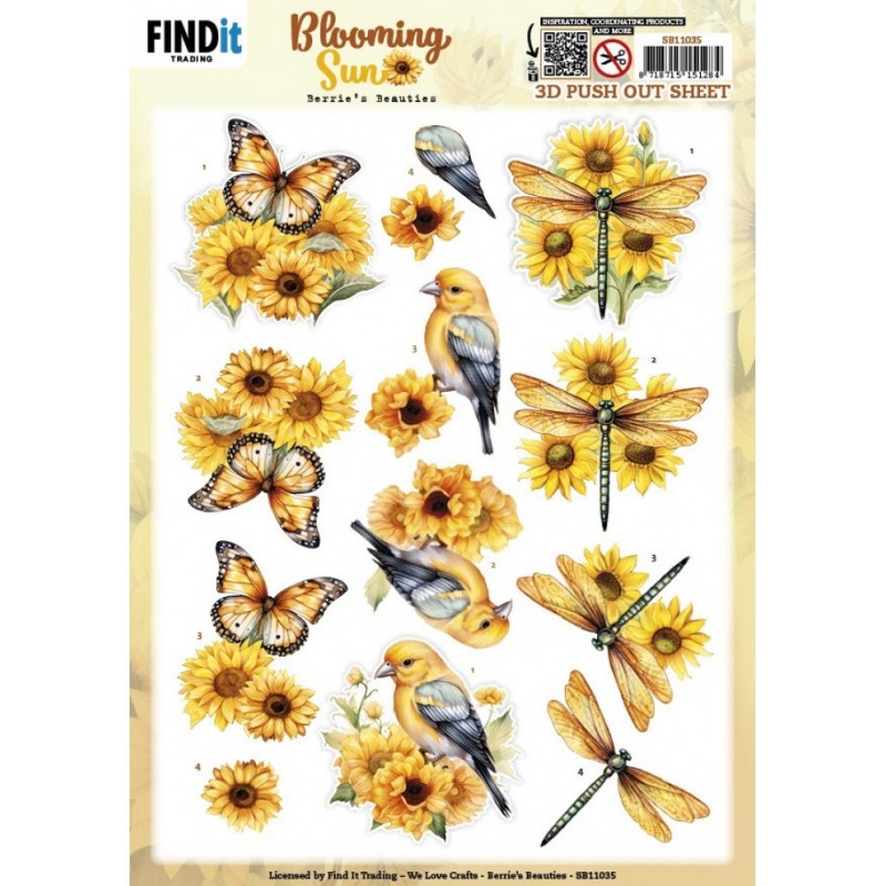 Carte 3D prédéc. - SB11035 - Tournesols - Oiseaux et papillons Carte 3D prédéc. - SB11035 - Tournesols - Oiseaux et papillons