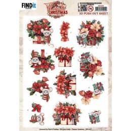 Carte 3D prédéc. - SB11037 - Noël floral - Cadeaux