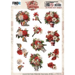 Carte 3D prédéc. - SB11038 - Noël floral - Vase de fleurs