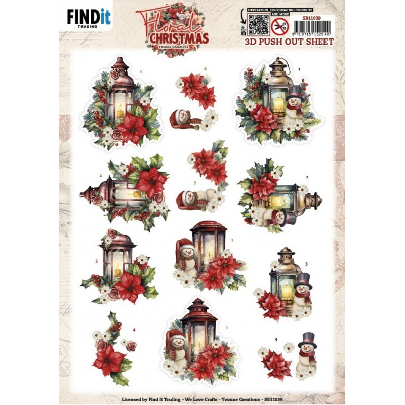 Carte 3D prédéc. - SB11039 - Noël floral - Lampes fleuries Carte 3D prédéc. - SB11039 - Noël floral - Lampes fleuries