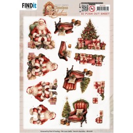 Carte 3D prédéc. - SB11045 - Noël intemporel - Sapin et père Noël