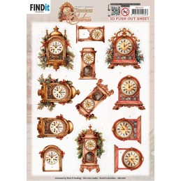 Carte 3D prédéc. - SB11047 - Noël intemporel - Horloges