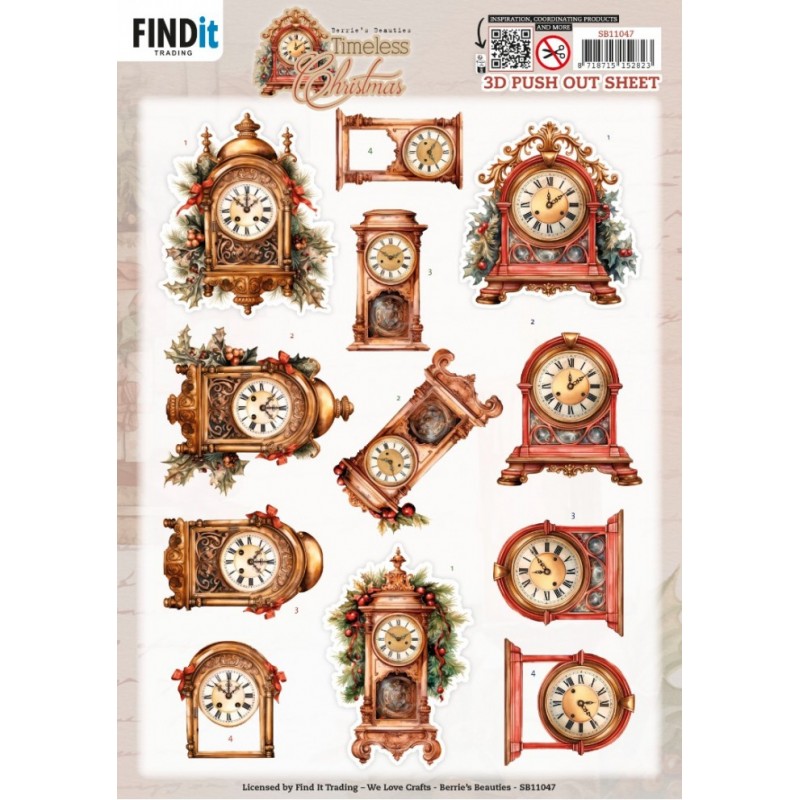 Carte 3D prédéc. - SB11047 - Noël intemporel - Horloges Carte 3D prédéc. - SB11047 - Noël intemporel - Horloges