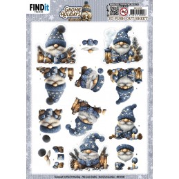 Carte 3D prédéc. - SB11049 - Gnomes en hiver - Bleu