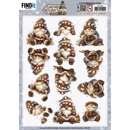 Carte 3D prédéc. - SB11051 - Gnomes en hiver - Marron