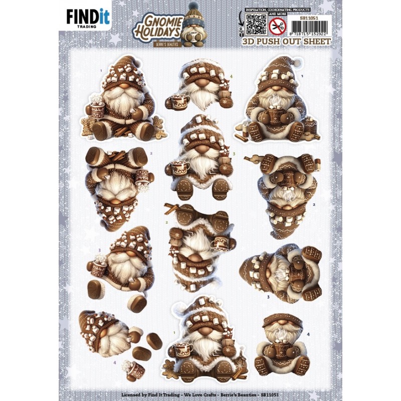 Carte 3D prédéc. - SB11051 - Gnomes en hiver - Marron Carte 3D prédéc. - SB11051 - Gnomes en hiver - Marron