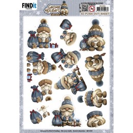 Carte 3D prédéc. - SB11052 - Gnomes en hiver - Bleu Marine