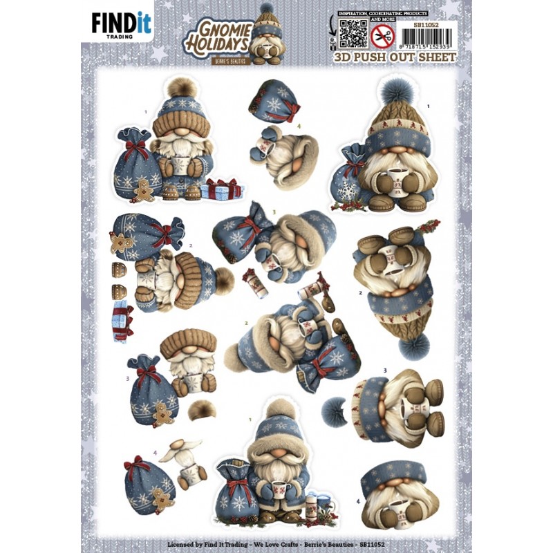 Carte 3D prédéc. - SB11052 - Gnomes en hiver - Bleu Marine Carte 3D prédéc. - SB11052 - Gnomes en hiver - Bleu Marine