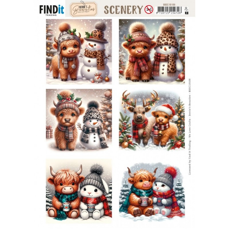 Carte Scène prédéc. - BBSC10109 - Highland à Noël - carrées Carte Scène prédéc. - BBSC10109 - Highland à Noël - carrées