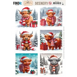 Carte Scène prédéc. - BBSC10107 - Vachettes à Noël - carrées