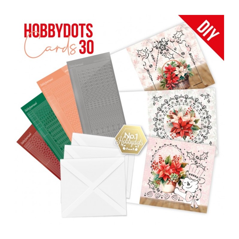 Kit cartes imprimées Hobbydots N°30 - Poinsettias Kit cartes imprimées Hobbydots N°30 - Poinsettias