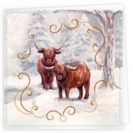 Kit de 3 Cartes à broder imprimées  - STDOPP022 - Vaches highlands