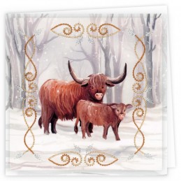 Kit de 3 Cartes à broder imprimées  - STDOPP022 - Vaches highlands