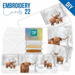 Kit de 3 Cartes à broder imprimées  - STDOPP022 - Vaches highlands