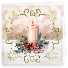 Kit de 3 Cartes à broder imprimées  - STDOPP021 - Bougies de Noël