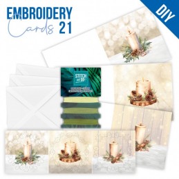Kit de 3 Cartes à broder imprimées  - STDOPP021 - Bougies de Noël