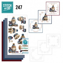 Stitch and do 247 - kit Carte 3D broderie - Gnomes à Noël